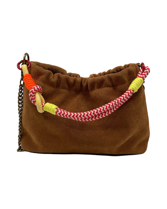Louisa lee Louisa lee - SUEDE LEATHER SHOULDER BAG PLEATED: CAMEL