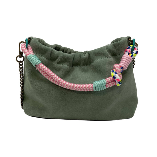 Louisa lee Louisa lee - SUEDE LEATHER SHOULDER BAG PLEATED: LIGHT GREEN