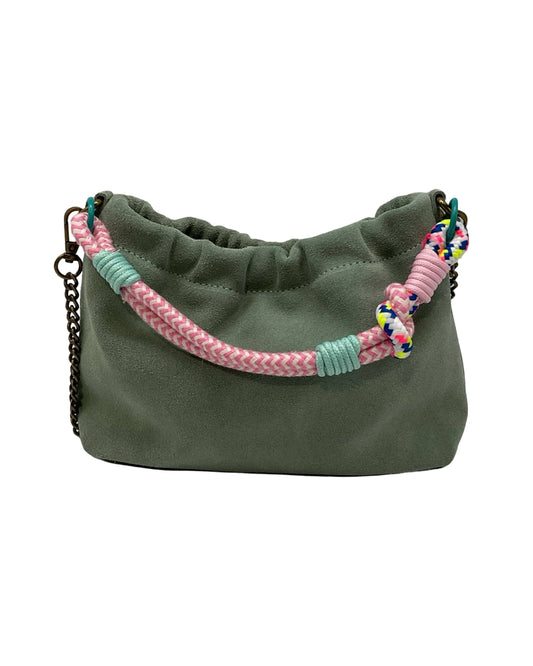 Louisa lee Louisa lee - SUEDE LEATHER SHOULDER BAG PLEATED: LIGHT GREEN