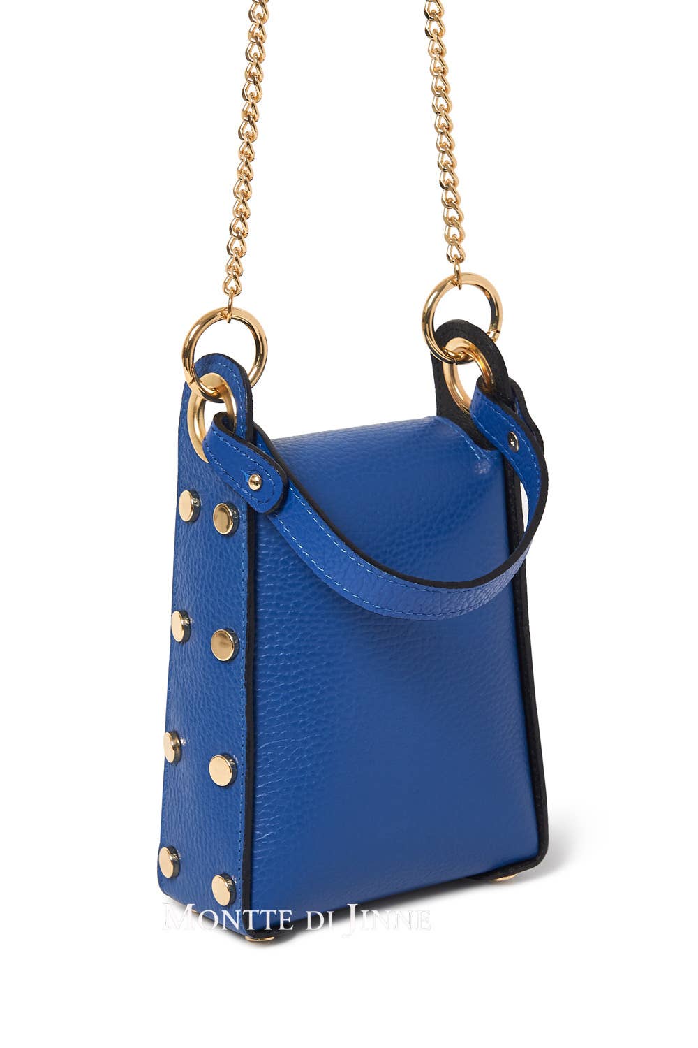 MONTTE DI JINNE MONTTE DI JINNE - Italian Genuine Leather Mini Bee Bag with Gold Chain Strap: Royal Blue