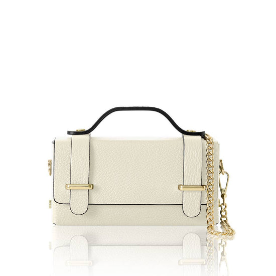 MONTTE DI JINNE MONTTE DI JINNE - Italian Genuine Leather Mini Box Bag –Top-Handle & Crossbody: CREAM