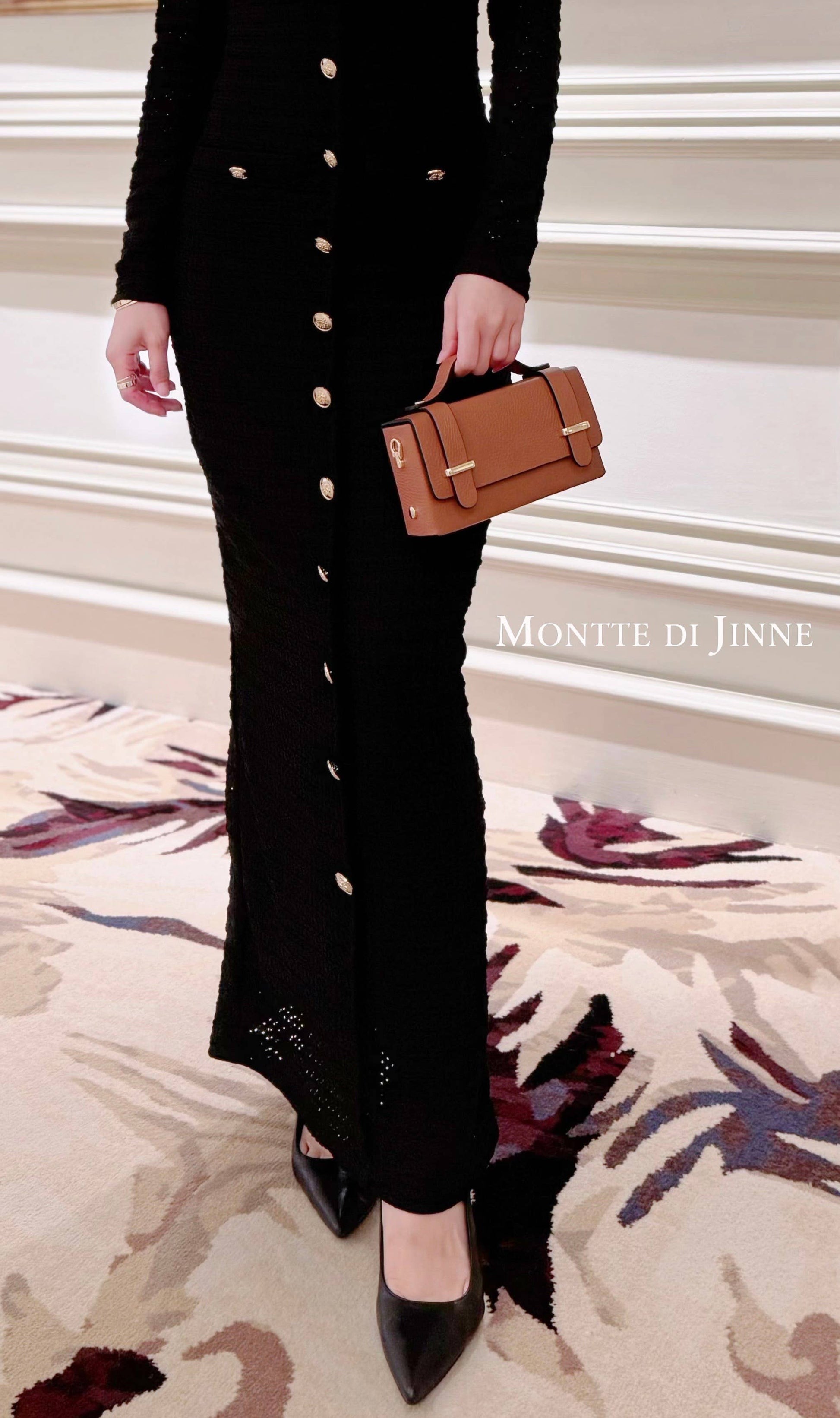 MONTTE DI JINNE MONTTE DI JINNE - Italian Genuine Leather Mini Box Bag –Top-Handle & Crossbody: DARK TAN