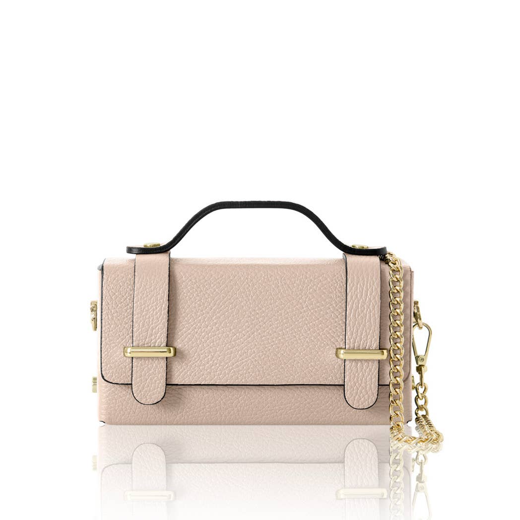 MONTTE DI JINNE MONTTE DI JINNE - Italian Genuine Leather Mini Box Bag –Top-Handle & Crossbody: SMOKE ROSE
