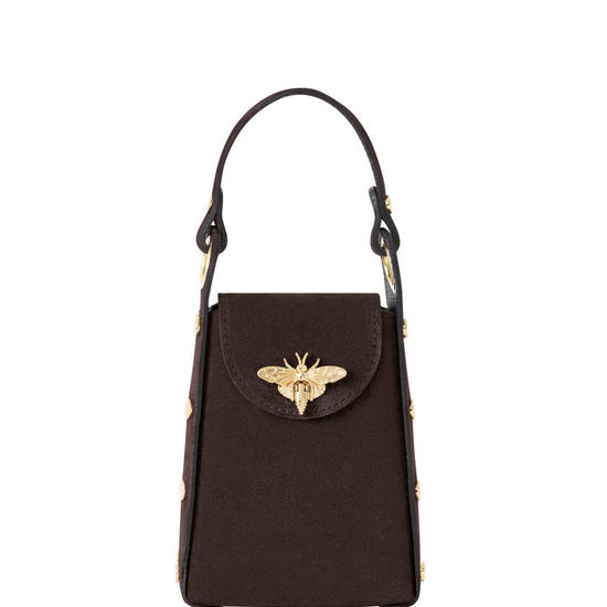 MONTTE DI JINNE MONTTE DI JINNE - Italian Premium Suede Bee SmallBox Crossbody Bag: DARK CHOCOLATE