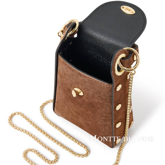 MONTTE DI JINNE MONTTE DI JINNE - Italian Premium Suede Bee SmallBox Crossbody Bag: DARK TAN