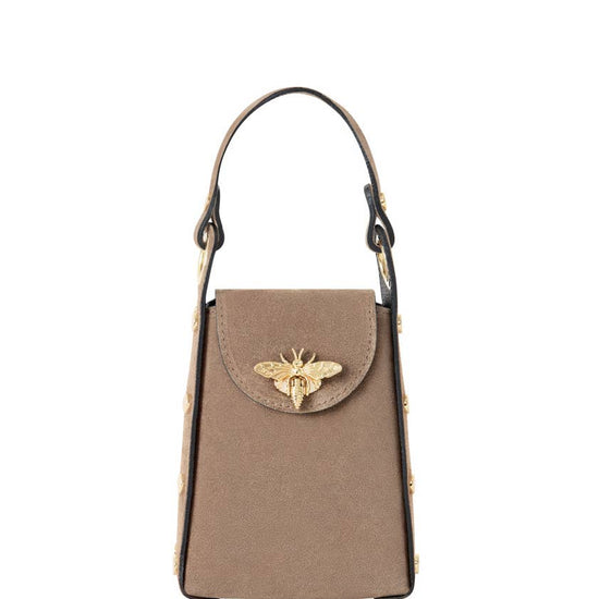MONTTE DI JINNE MONTTE DI JINNE - Italian Premium Suede Bee SmallBox Crossbody Bag: DARK TAN