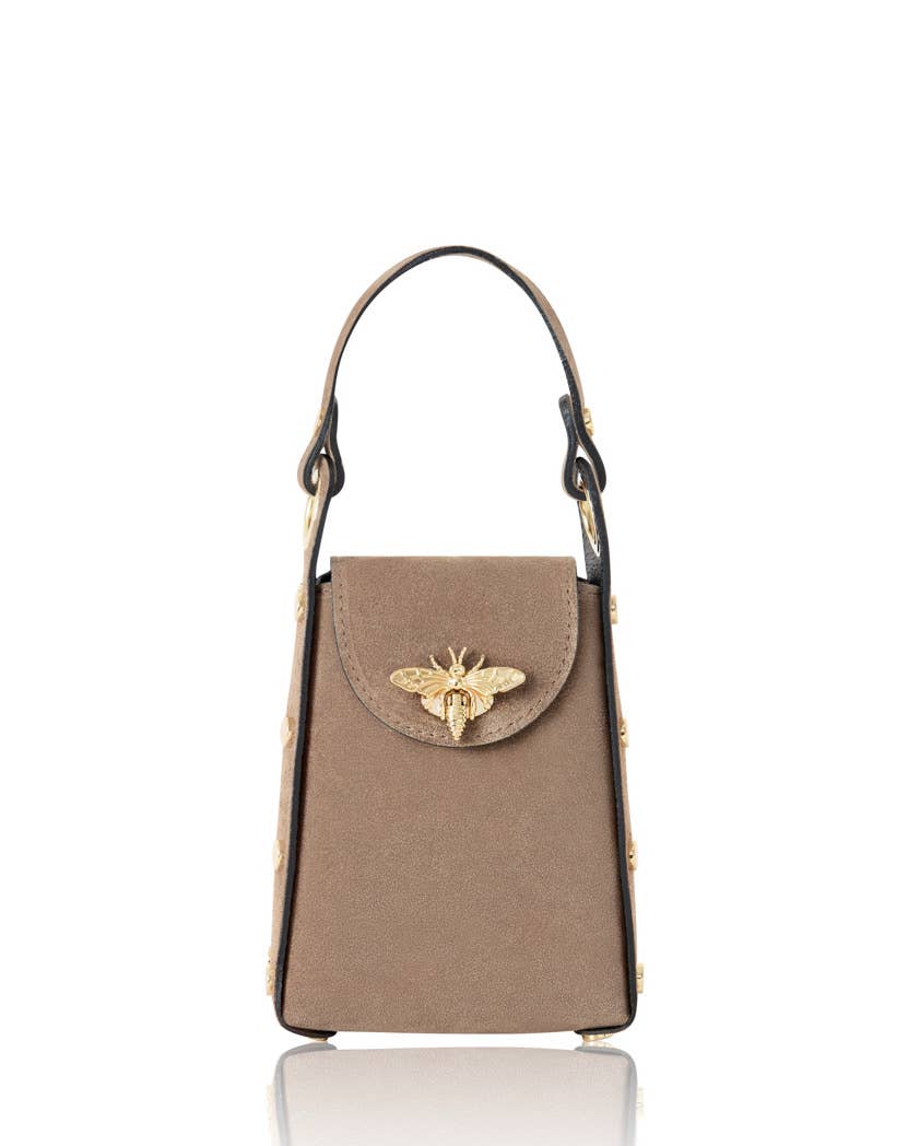 MONTTE DI JINNE MONTTE DI JINNE - Italian Premium Suede Bee SmallBox Crossbody Bag: DARK TAN