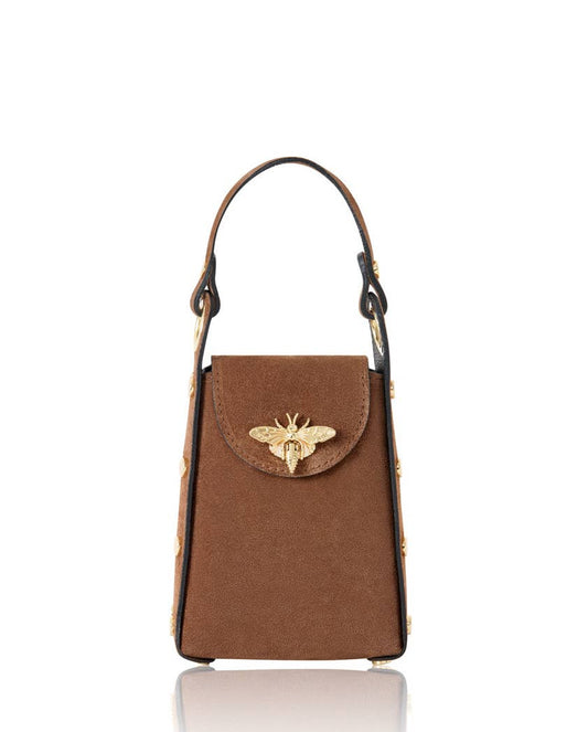 MONTTE DI JINNE MONTTE DI JINNE - Italian Premium Suede Bee SmallBox Crossbody Bag: DARK TAN
