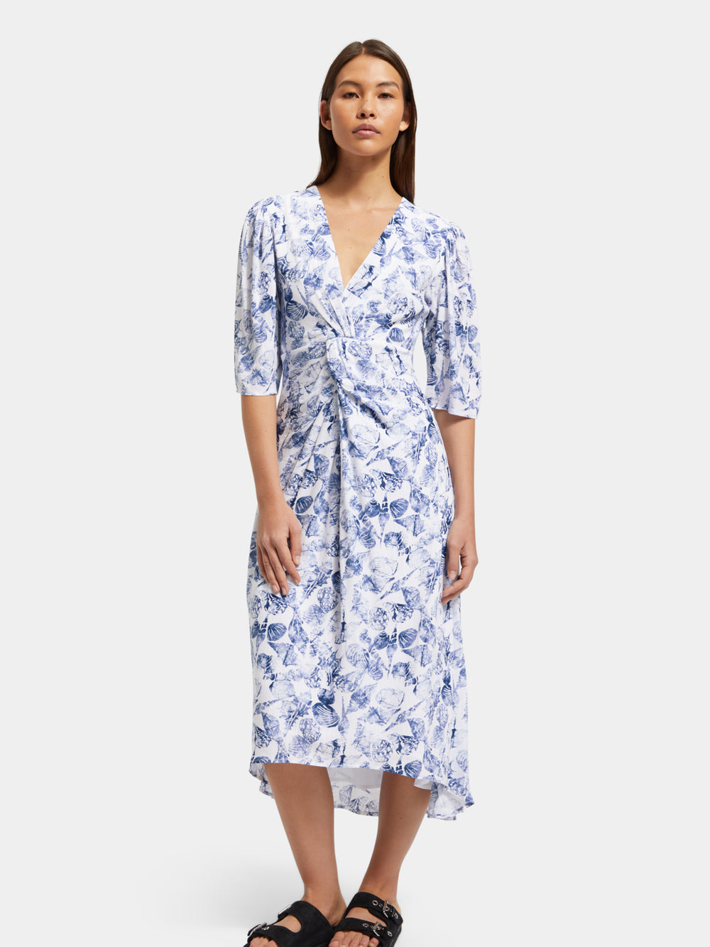 SCOTCH & SODA SCOTCH & SODA Midi Knot Wrap Dress