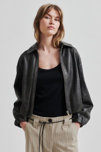 SECOND FEMALE SECOND FEMALE Lato Leather Bomber Jacket