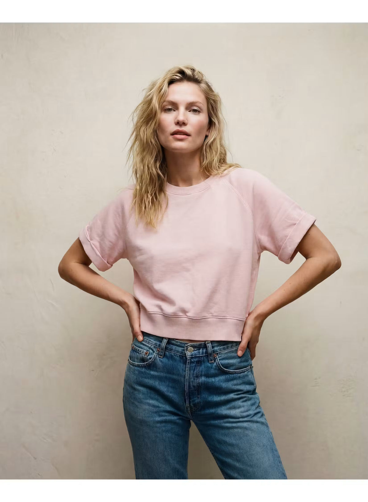 STATESIDE STATESIDE Softest Fleece S/S Raglan Sweat DUSTY PINK