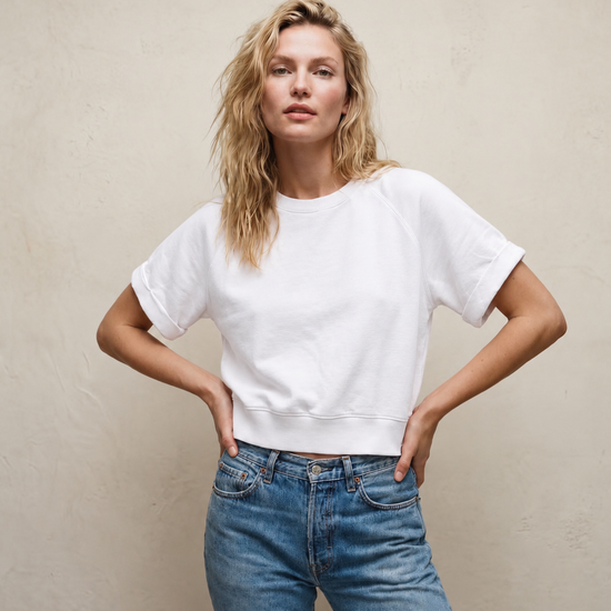STATESIDE STATESIDE Softest Fleece S/S Raglan Sweat WHITE