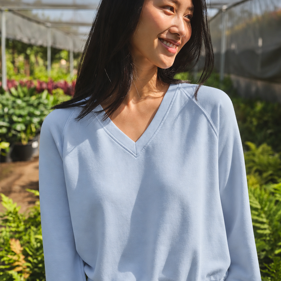 STATESIDE STATESIDE Softest Fleece V Neck Sweatshirt BLUE