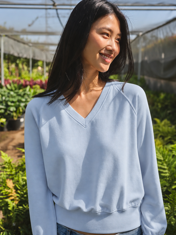 STATESIDE STATESIDE Softest Fleece V Neck Sweatshirt BLUE