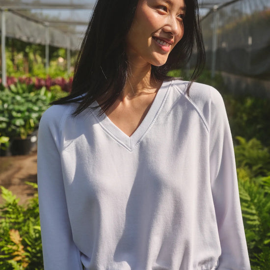 STATESIDE STATESIDE Softest Fleece V Neck Sweatshirt WHITE