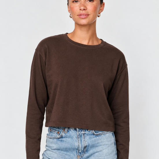 STATESIDE STATESIDE Cloud Jersey L/S Crew Tee ESPRESSO