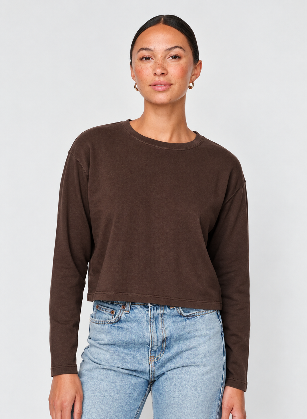 STATESIDE STATESIDE Cloud Jersey L/S Crew Tee ESPRESSO