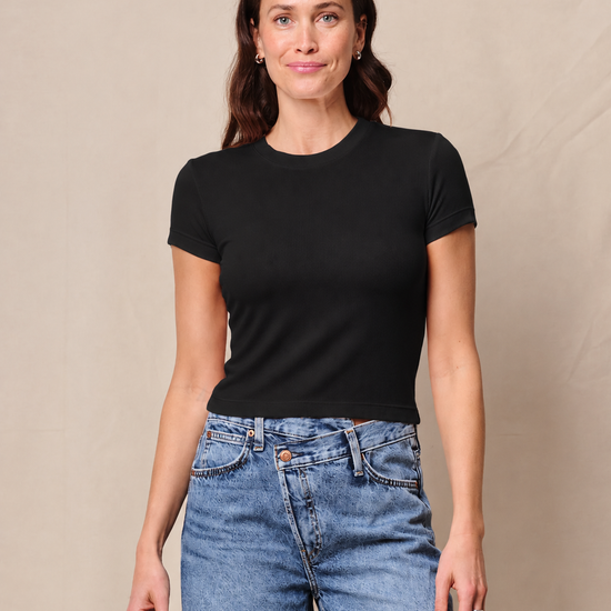 STATESIDE STATESIDE Fine Rib Baby Tee BLACK