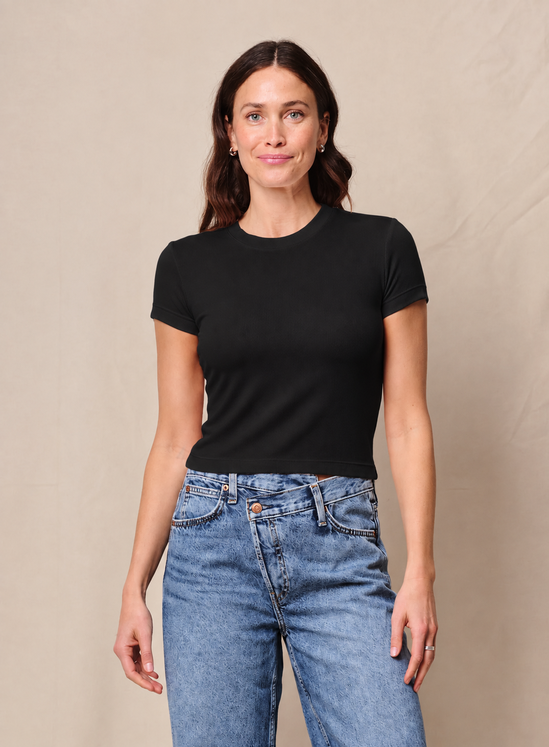 STATESIDE STATESIDE Fine Rib Baby Tee BLACK