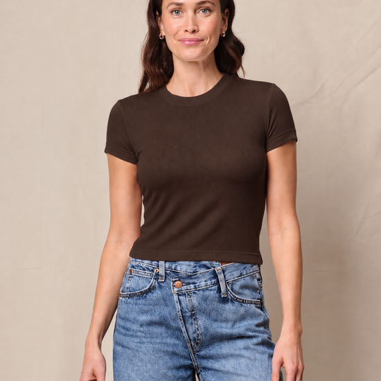 STATESIDE STATESIDE Fine Rib Baby Tee ESPRESSO