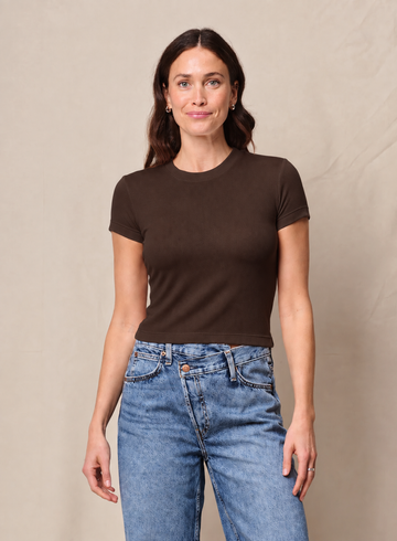 STATESIDE STATESIDE Fine Rib Baby Tee ESPRESSO