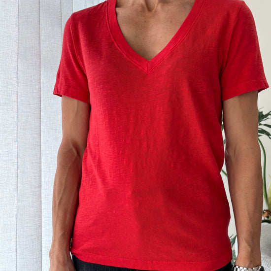 STATESIDE STATESIDE Supima S/S V Neck Tee Poppy Red