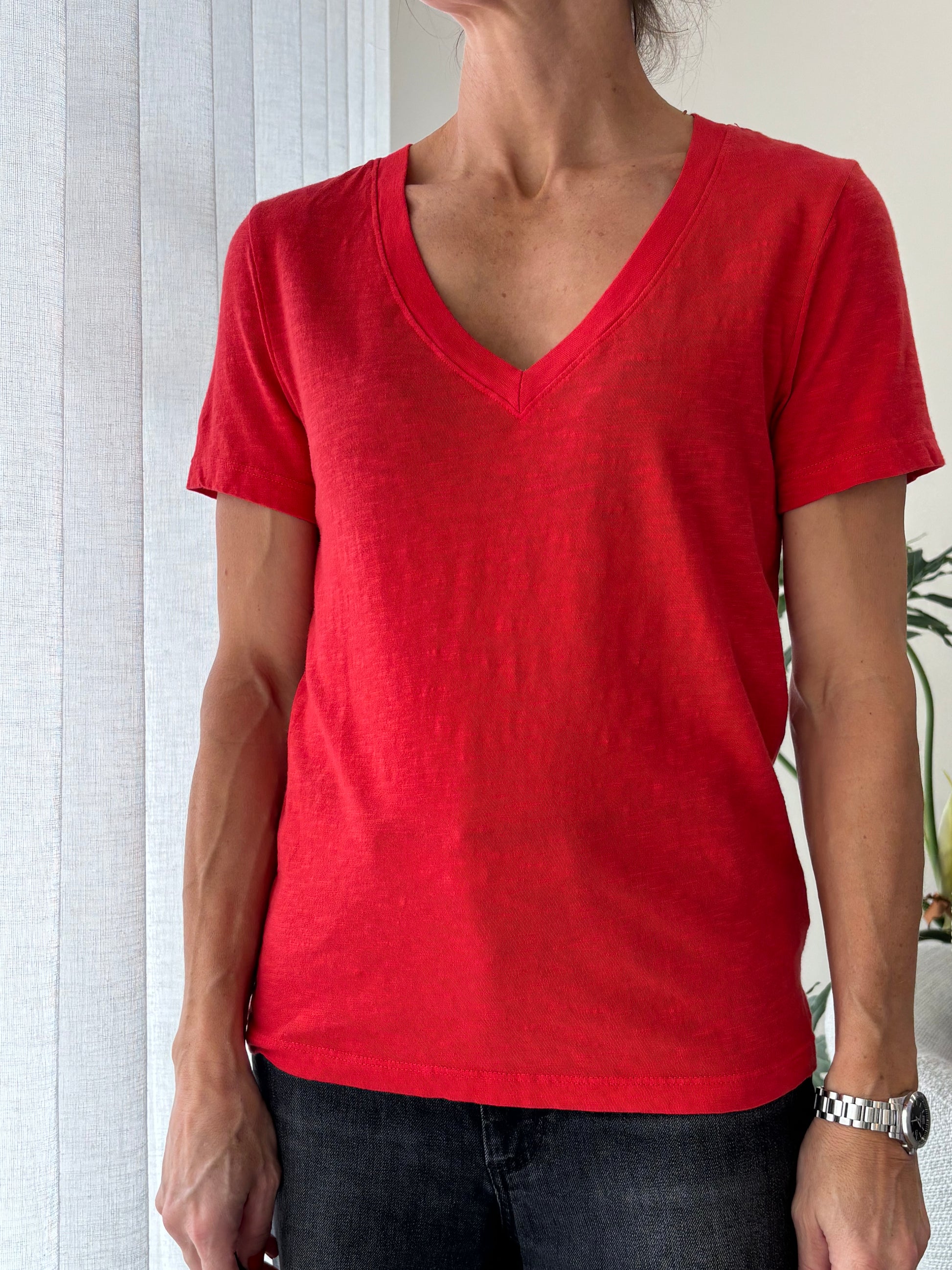 STATESIDE STATESIDE Supima S/S V Neck Tee Poppy Red