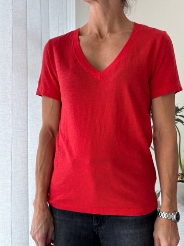 STATESIDE STATESIDE Supima S/S V Neck Tee Poppy Red