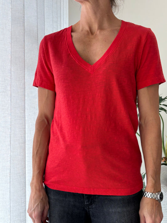 STATESIDE STATESIDE Supima S/S V Neck Tee Poppy Red