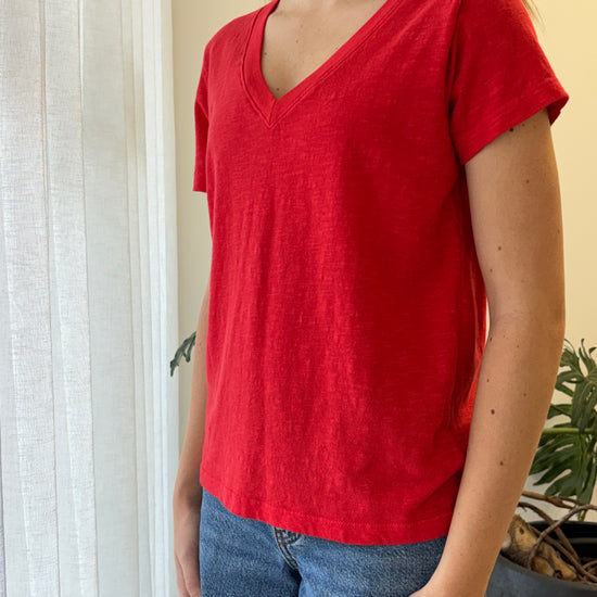 STATESIDE STATESIDE Supima S/S V Neck Tee Poppy Red