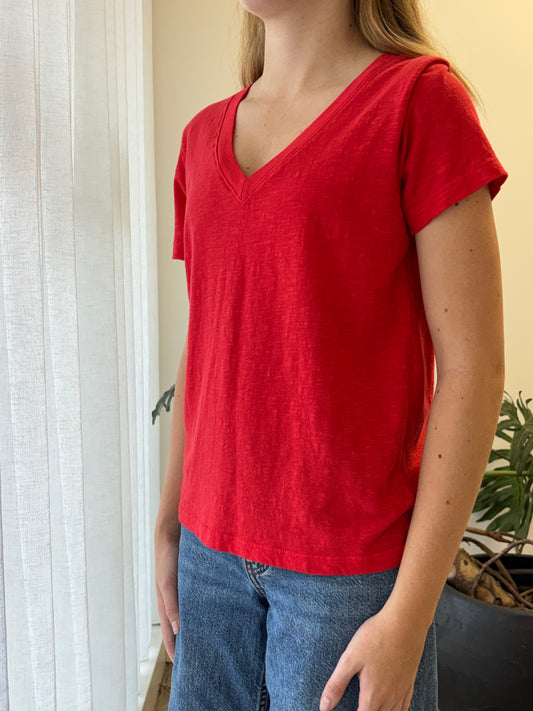 STATESIDE STATESIDE Supima S/S V Neck Tee Poppy Red