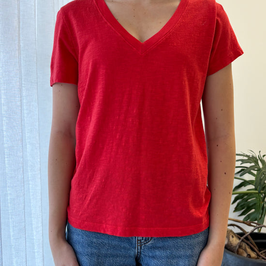 STATESIDE STATESIDE Supima S/S V Neck Tee Poppy Red