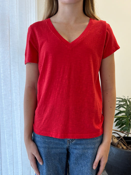STATESIDE STATESIDE Supima S/S V Neck Tee Poppy Red